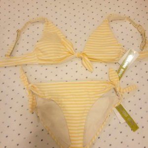 Gianni Bini Bikini Set yellow stripe Size XS NWT